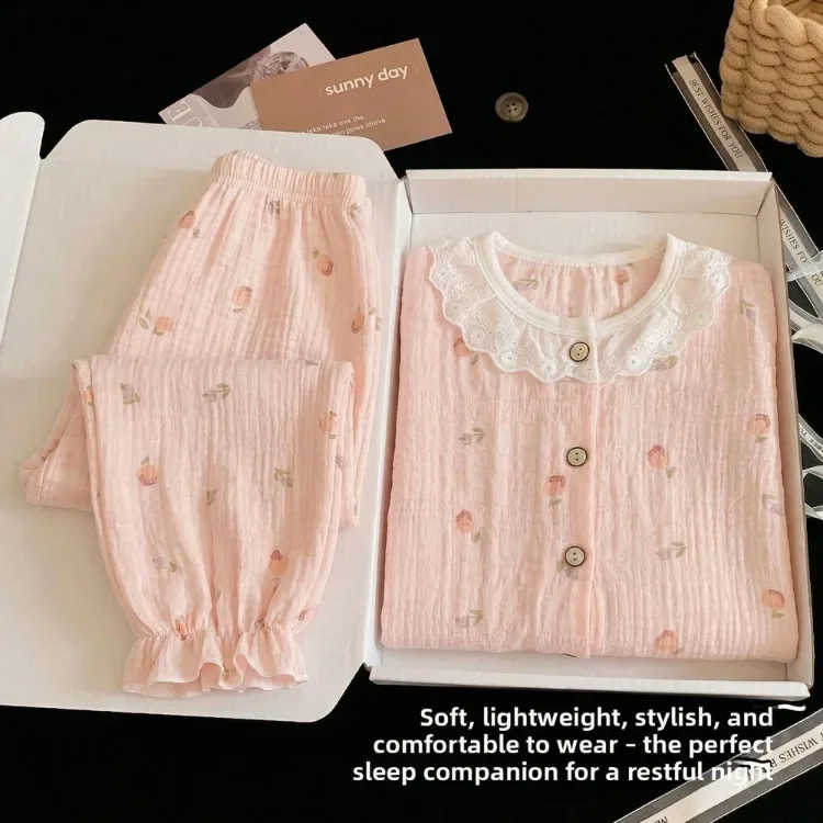 Sommer Frühling Herbst Mädchen Elegante Spitzen-Pyjama-Sets Kinder Atmungsaktive Bequeme Langarm-Hauskleidung Sets Kinder-Schlafanzüge – Detail 13