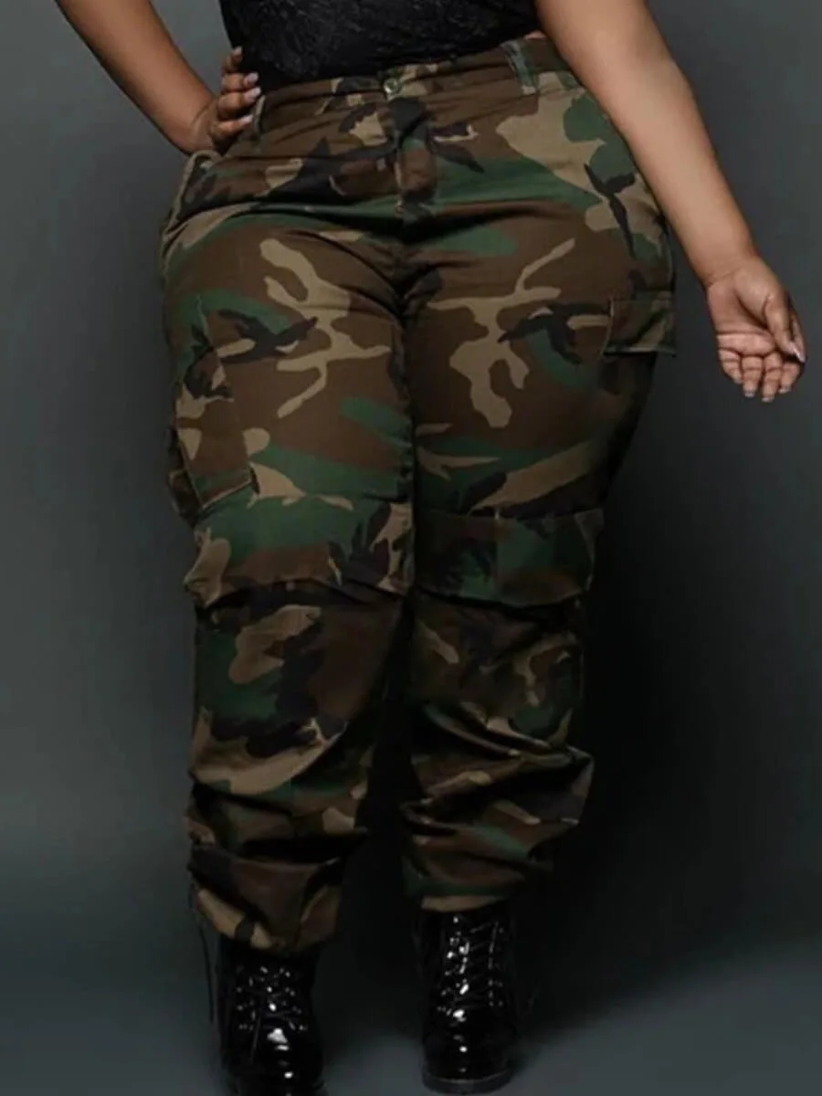 Camouflage Pant Women Long Pants High Waist Straight Trousers Jogger Y2k Streetwear Casual Pockets Maxi Capris 2025 Spring