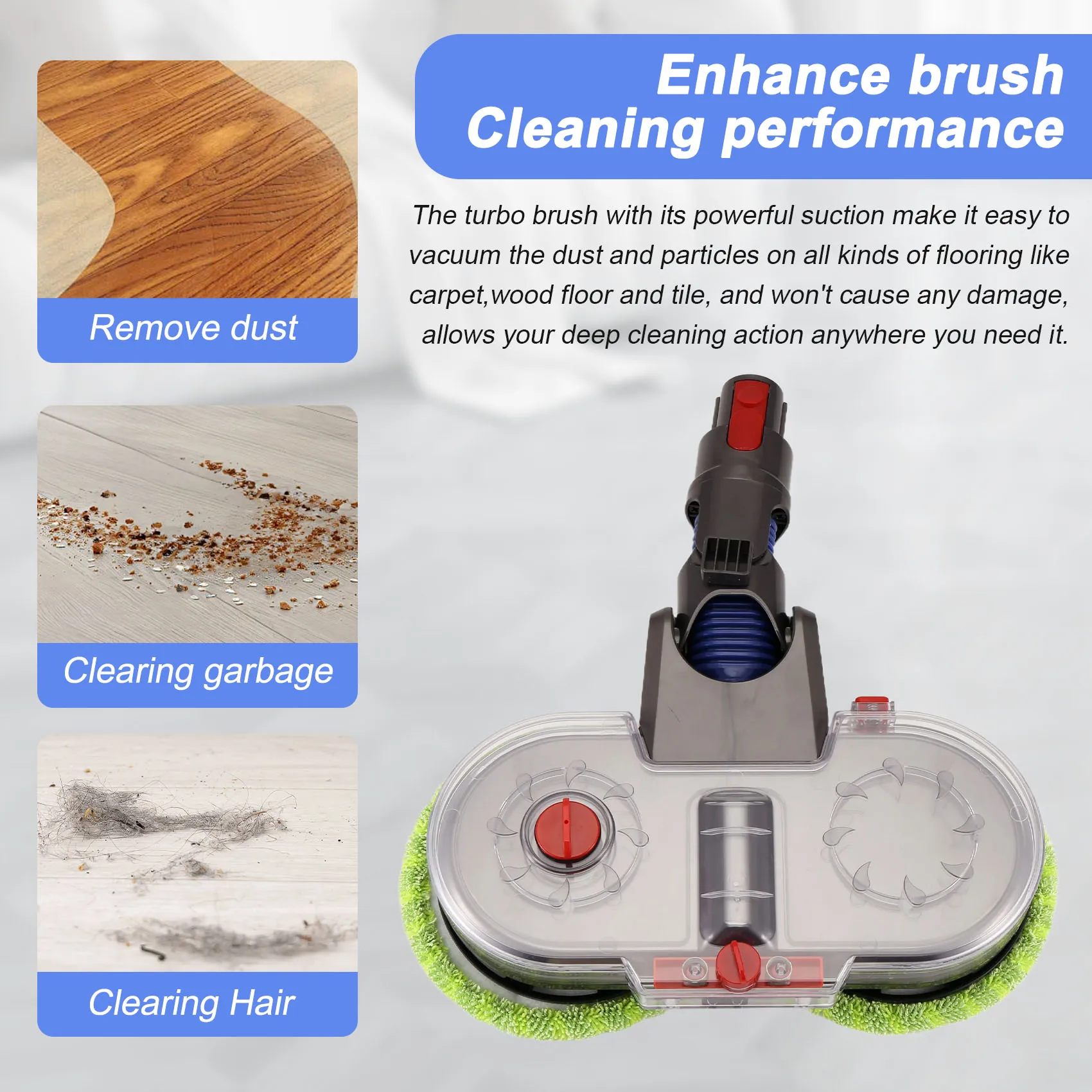 

HLZS-For Dyson V15 V11 V10 V8 V7 Vacuum Cleaner Electric Mop Head Attachment With Detachable Water Tank 6 Reusable Mop Pads