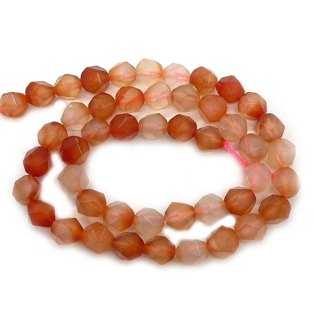 

Natural Stone Beads Red Agate Faceted Round Loose Beads for Jewelry Making DIY Necklace Bracelets Earrings Accessories Supplies