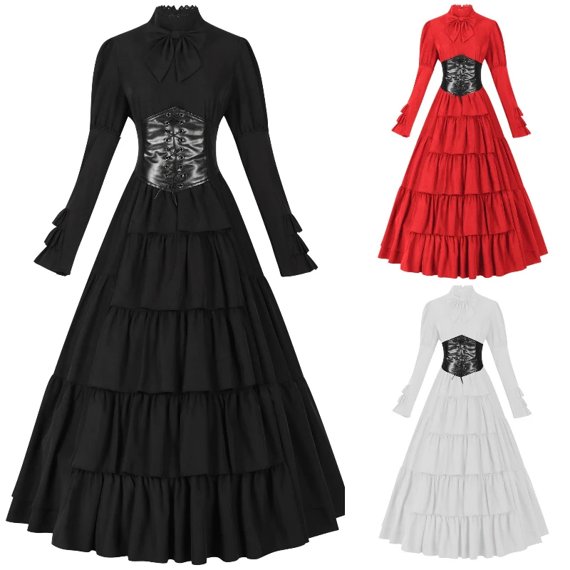 

women new Renaissance Court Gown - Medieval Irish Floor Length Dress Historical Costume for Gothic Halloween ​Vampire Court