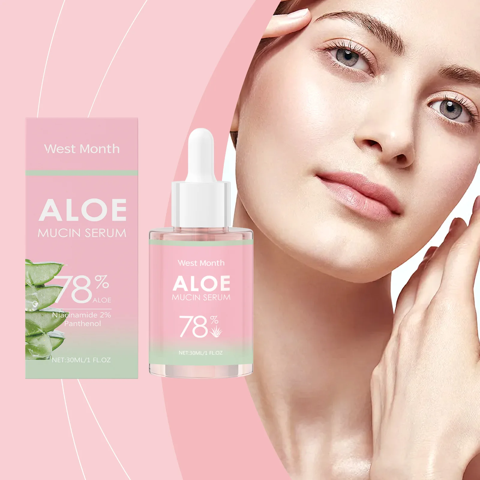 

WEST MONTH Aloe Vera Soothing Serum Gentle Hydrating Moisturizing Facial Skin Brightens Skin Tone and Improves Dull Skin