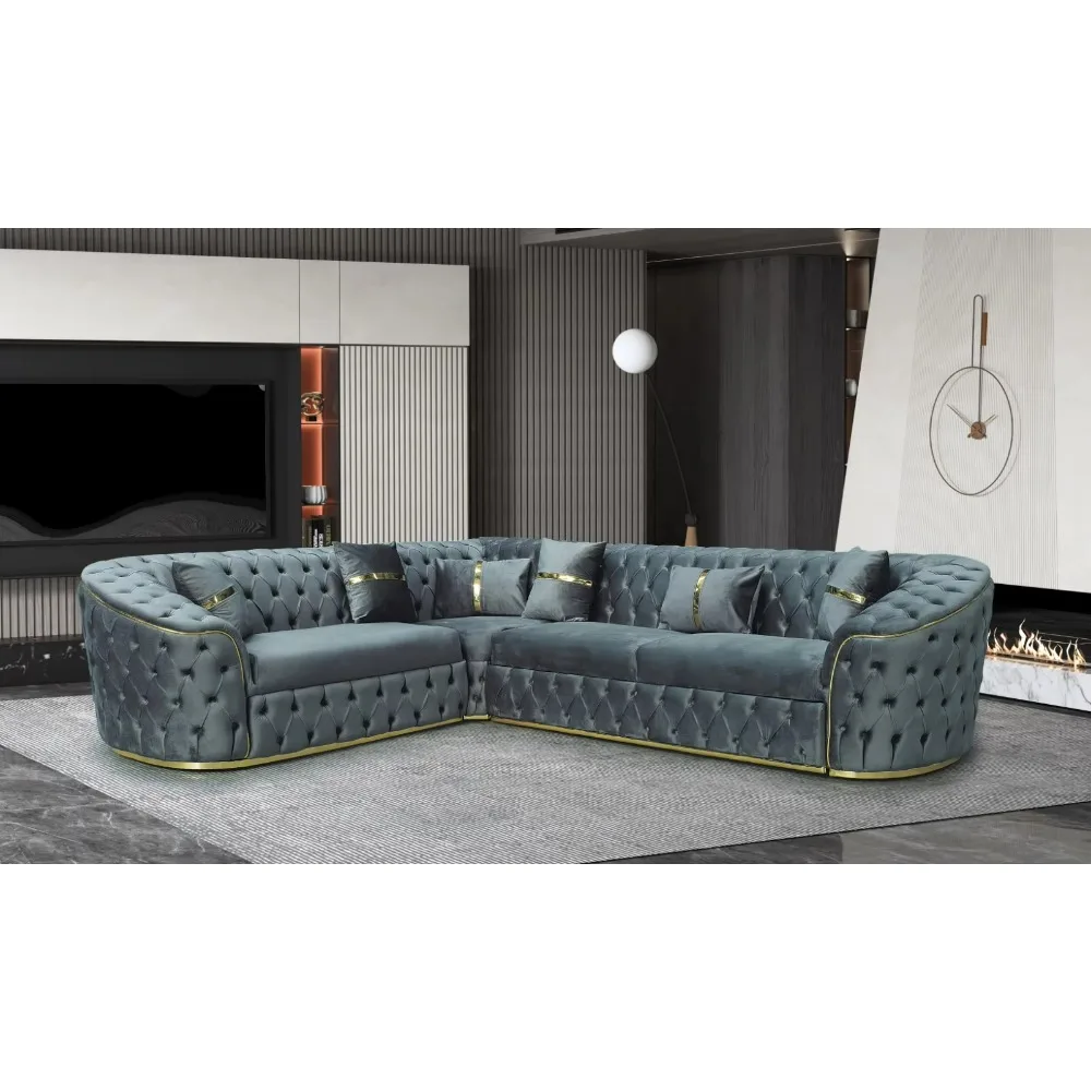 طقم أريكة زاوية حديثة ومريحة لأثاث المنزل في غرفة المعيشة مع تطبيق أنيق للقاعة #4