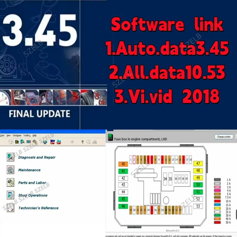Newest Autodata 3.45+alldata 10.53+vivid 2018（hay nes pro 2015）Auto Repair Software Installation send by download link