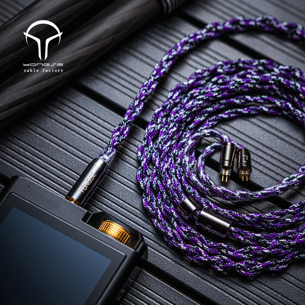 Yongse Фиолетовый кабель для обновления наушников высокой чистоты с монокристаллическим медным посеребренным покрытием
