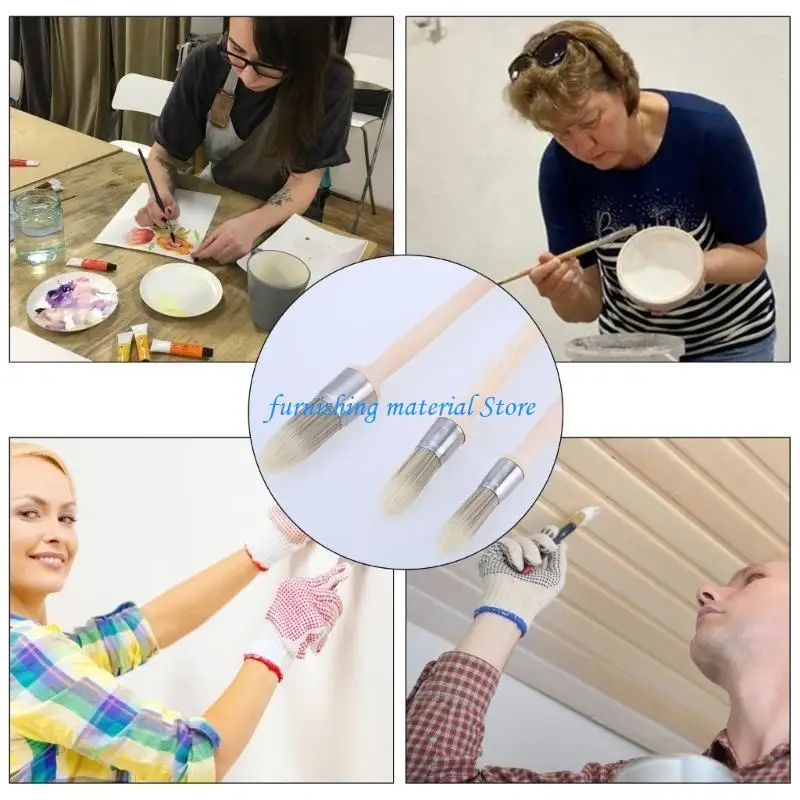 

Y5GD 3Pcs Trim Brush Wall Trim Paint Brush for Precise Painting 1”,0.8”, 0.6”