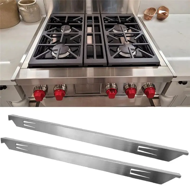 AA94-Stove Gap Covers 2PCS Kitchen Worktop Edging Strip 23In Stove Counter Gap Cover Stainless Steel Stove Gap Filler Heat