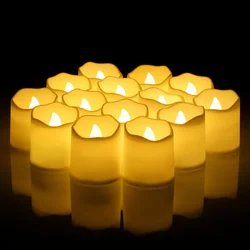 24Pcs Flameless LED Electronic Candle Dropping Wax Tea Light Realistic Flames Led Lamp Christmas Halloween Wedding Home Decor