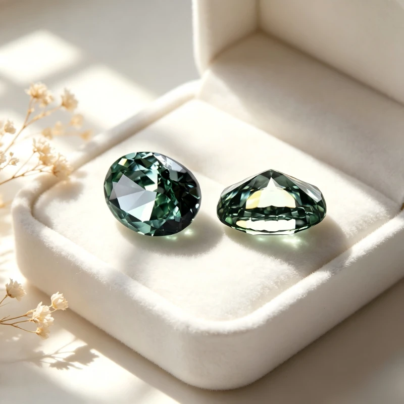 Kubischer Zirkonia Stein, ovale Form, Crushed-Ice-Schliff, Paraiba-Farbe, CZ 4K-Schliff, 5A+ Qualität, Laborproduktion – Detail 2