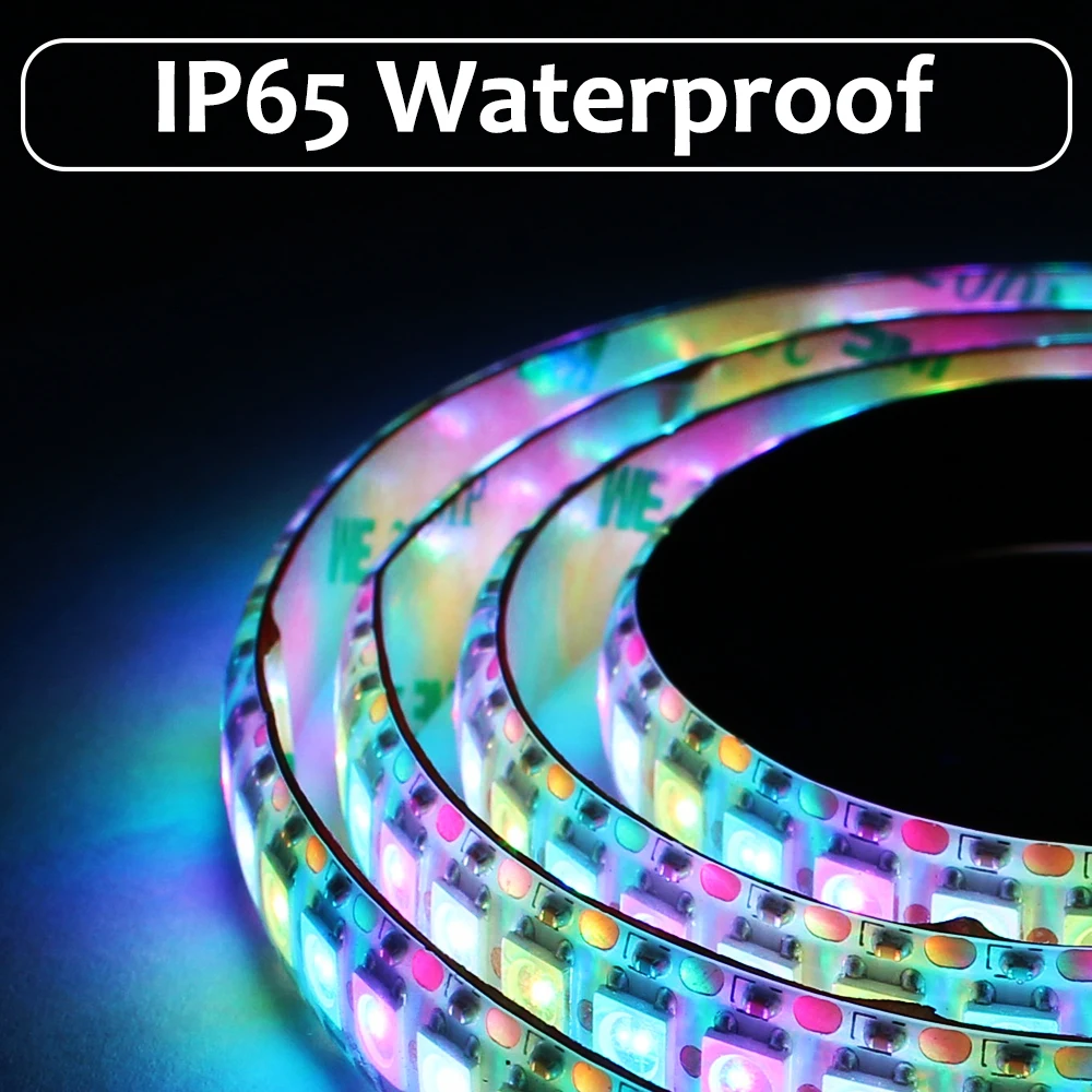 DC5V WS2812B Led Strip 5050 Smart RGB WS2812 Pixel Light Individually Addressable Black/White PCB IP30 IP65 IP67 30/60/144led