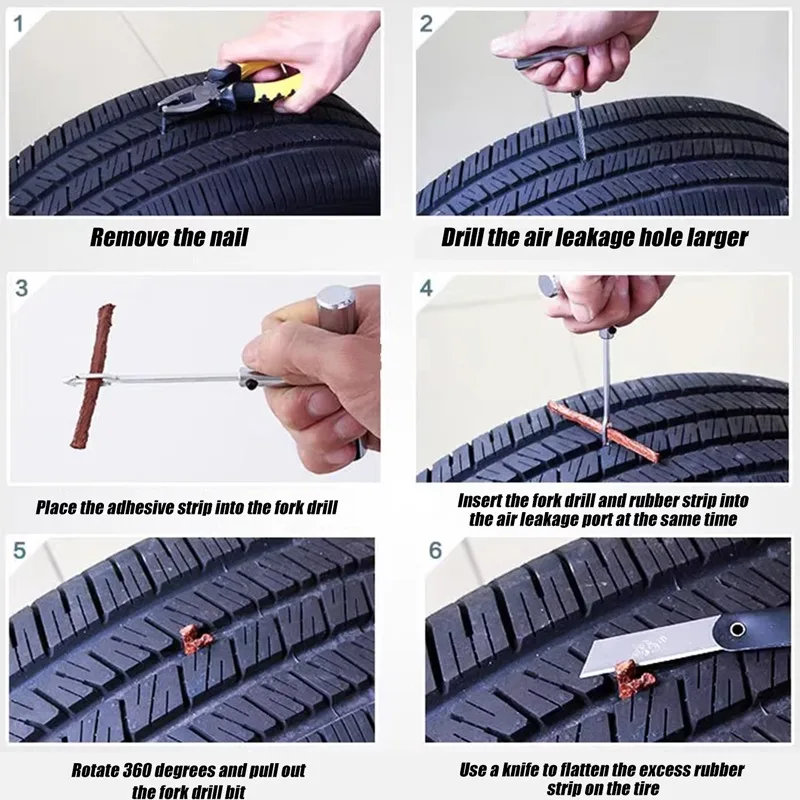 튜브리스 타이어 수리 스트립, 자동차 오토바이 자전거 타이어 펑크 수리 플러그 도장 도구, 고무 스트립 타이어 수리 도구, 10-30 개