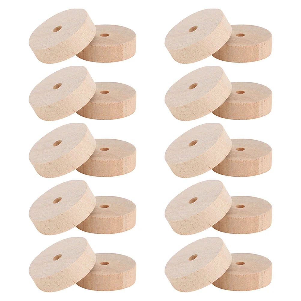 

20 Pcs Log Wheel Craft Supplies Wooden Wheels for Crafts Round Chips Model Mini Miniature Decors