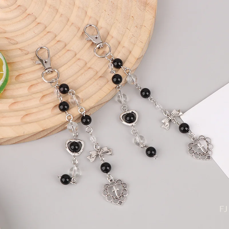 

[YU]Beaded Bow Love Cross Key Chain Bag Pendant Mobile Phone Pendant Decoration Handmade Pendant