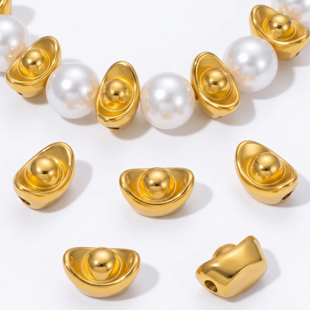 5 Stück Edelstahl-Abstandsperlen für Schmuckherstellung, Goldbarren-Perlen für Armbänder, Halsketten, Ohrringe, Schmuckzubehör – Detail 4