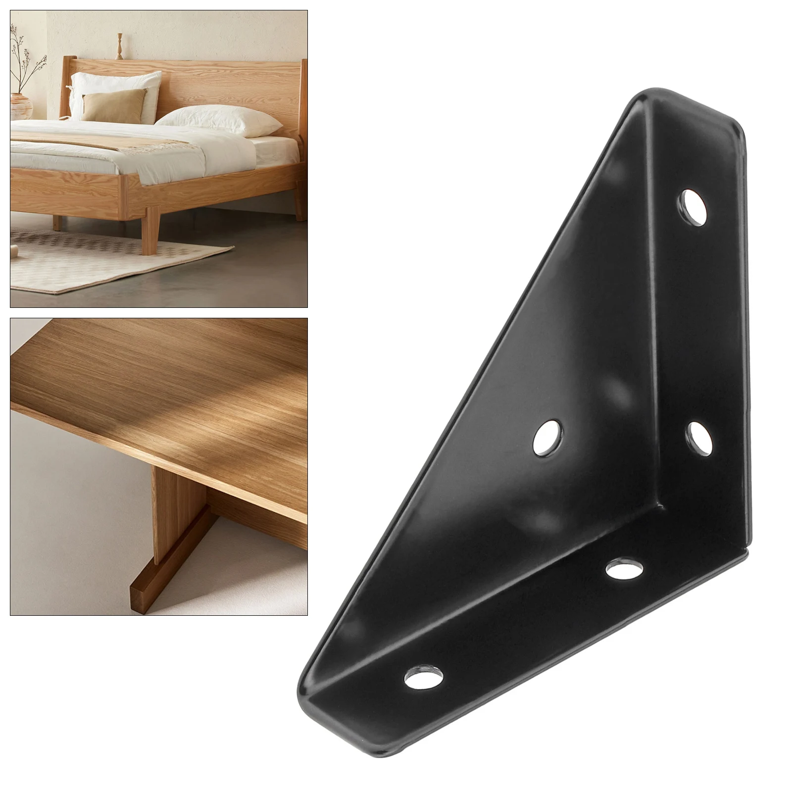 

Black Bed Corner Support Hidden Type Shelf Angle Corner Bracket for Desk Bed Edge Fastener Cold Rolled Steel Triangular Bracket