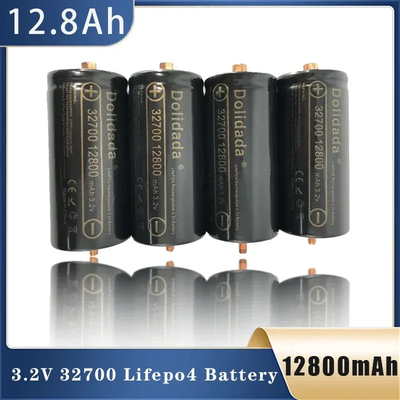 Original 3.2V 32700 Lifepo4 Battery 12800mAh Rechargeable Batteries Professional Lithium Iron Phosphate Power Cells with Screw