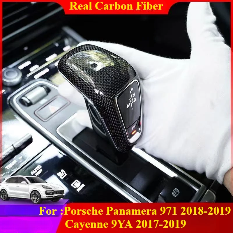 

For Porsche Cayenne Panamera 971 2017-2022 Real Carbon Fiber Replacement Car Gear Head Suitable Knob Car Interior Trim Parts