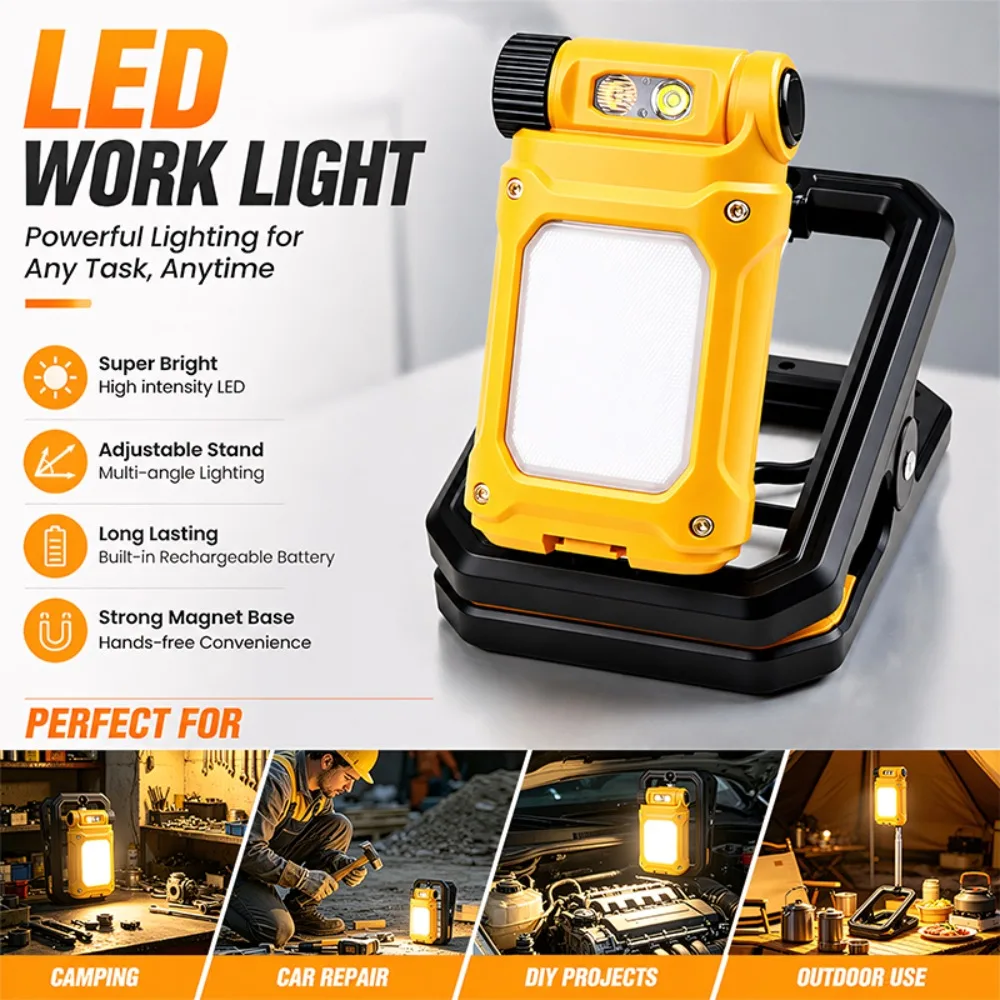 New Foldable Magnetic Auto Repair Work Light Telescopic Multifunctional Torch Long‑Endurance for Outdoor Inspection Maintenance