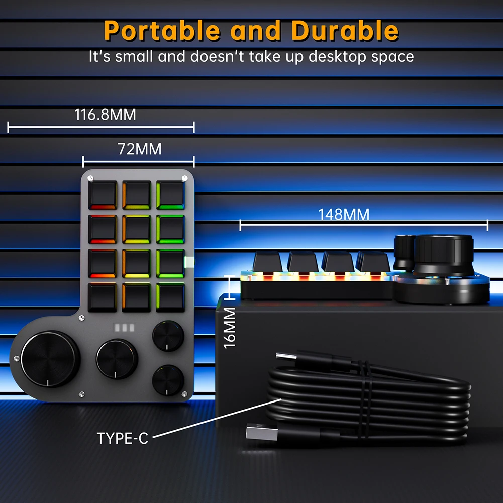 12คีย์4ปุ่ม RGB คีย์บอร์ดโปรแกรมมาโครแบบกำหนดเอง USB แบบมีสาย/บลูทูธ-เข้ากันได้เชิงกลคีย์บอร์ดสำหรับเล่นเกมสลับร้อน