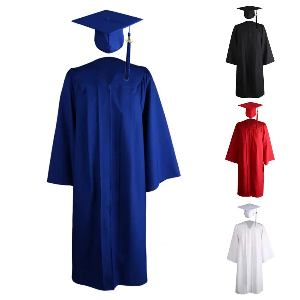 University Graduation 2020 Adult Zip Closure Academic Gown Robe Mortarboard Cap Loose graduation gown meet needs of most people