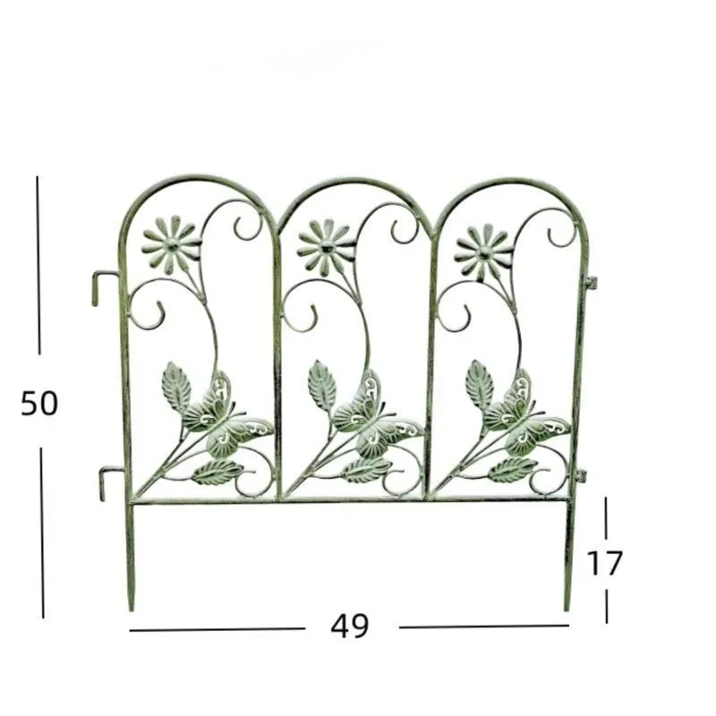 Outdoor Wrought Iron Garden Fence Villa Balcony Mini Picket Fence Flower Bed Partition Low Barrier Courtyard Decorative Fence