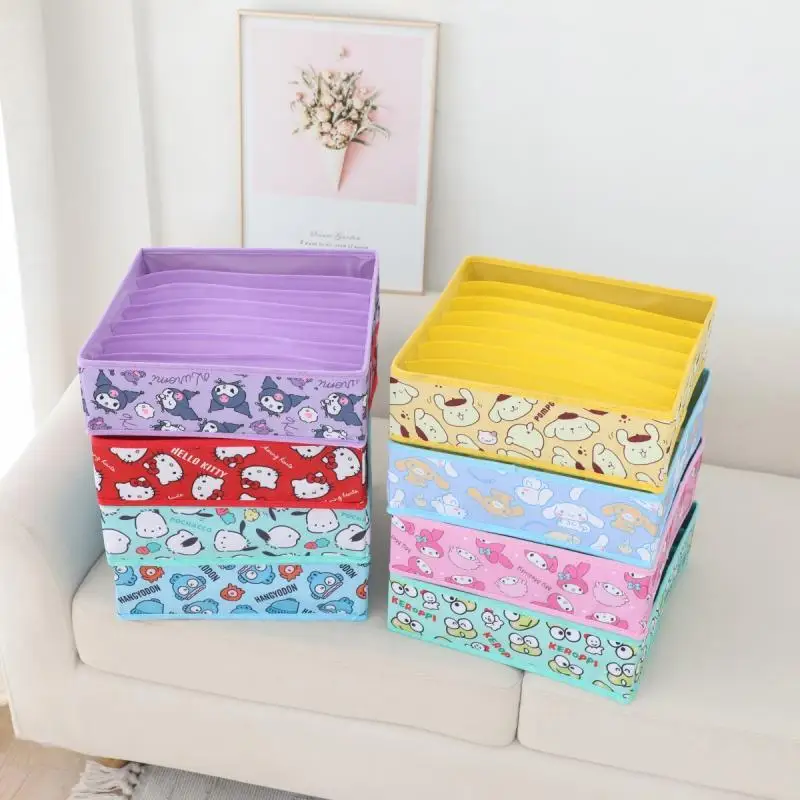 

Sanrio Storage Box Hello Kitty Kawaii Kuromi Foldable Socks Underwear Sorting and Organizing Boxes Anime Fashion Household Items