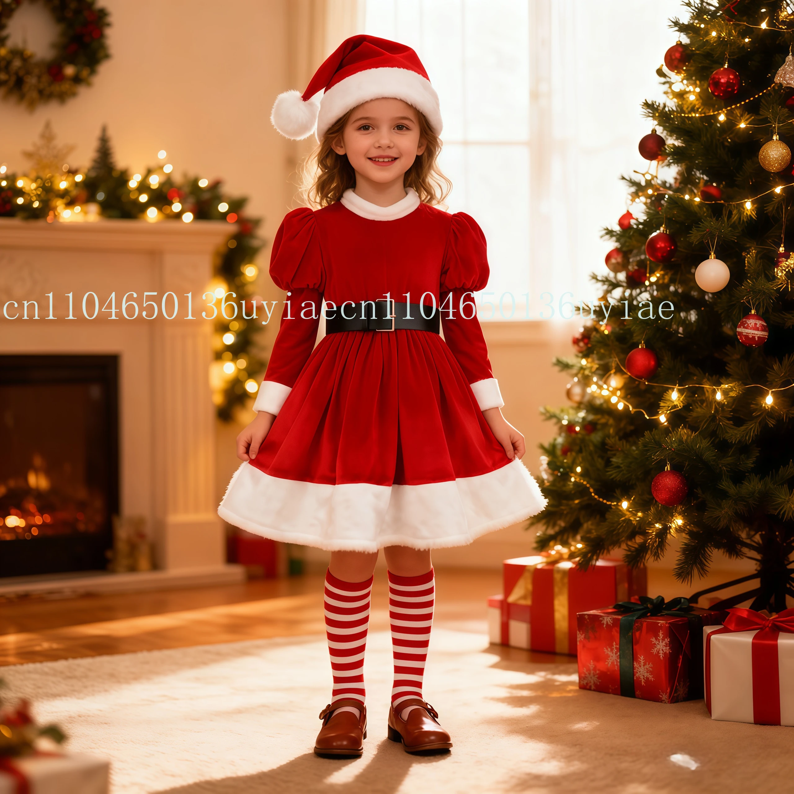 السنة الجديدة للأطفال سانتا كلوز الأحمر تأثيري عيد الميلاد زي فستان فرو دافئ للفتيات كرنفال حفلة يتوهم عيد الميلاد نظرة ملابس الحفلات #2
