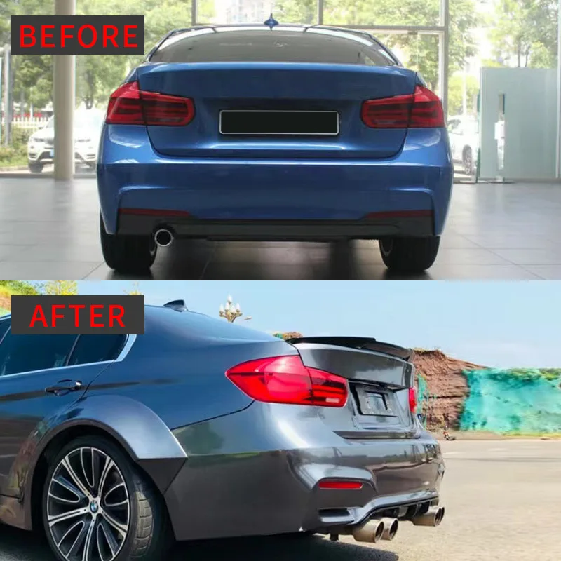 Black Spoiler Wing For 2013-2018 BMW 3series F30 M4 Spoiler Top Wings Black Lip Body Kit Splitter Trunk Trim Affix Stick