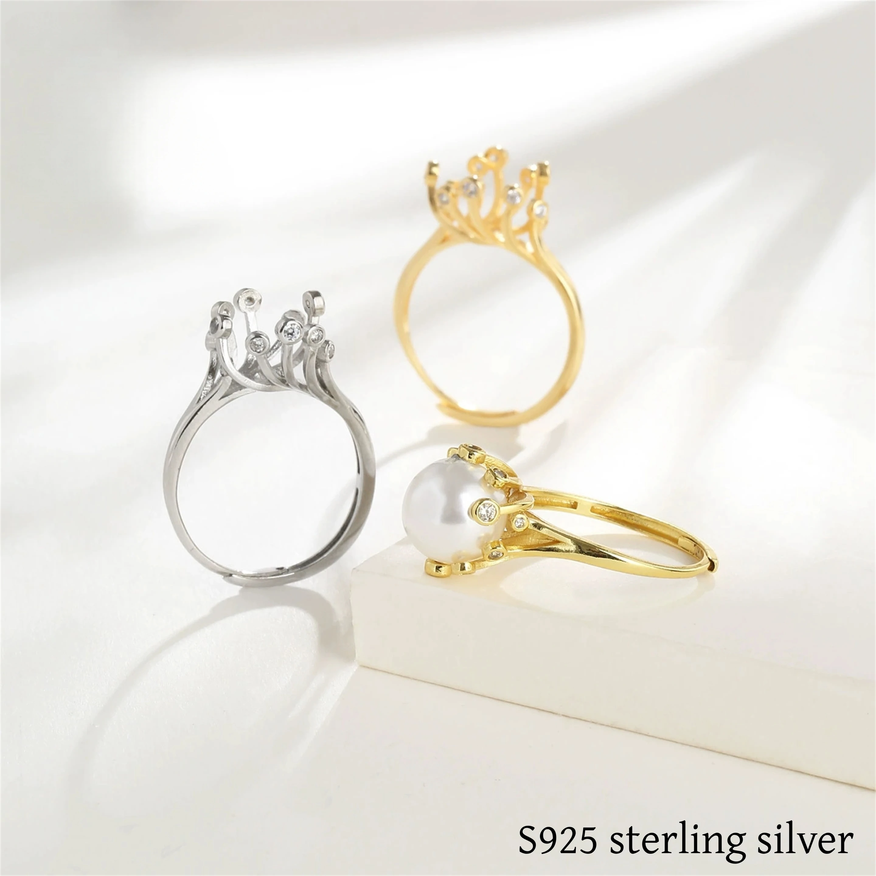 s925-sterling-silver-wholesale-bead-clasp-ring-setting-woman-diy-10-12-mm-round-pearl-for-womans-gift-jewelry-making-accessories