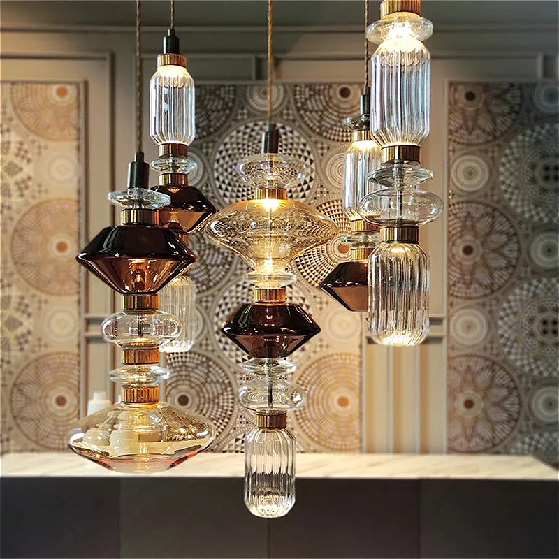 

Nordic LED Glass Pendant Lamp American Style Pendant Lamp Hotel Bedroom Restaurant Bar Decor creativity Bedside Hanging Light