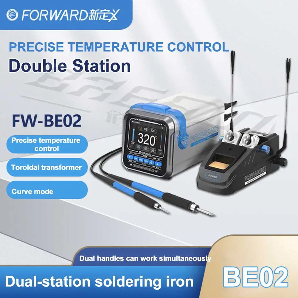 

Паяльная станция Forward FW-BE02 с точным контролем температуры, двумя рабочими станциями, режимом кривой нагрева, циркуляцией воздуха и быстрым нагревом для пайки трансформаторов