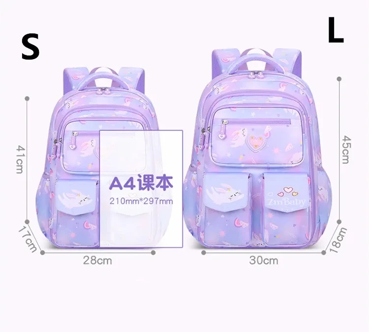 Mochila ortopédica para escuela primaria para niñas, morral de Color degradado, grado 1-3-6, colgante gratis