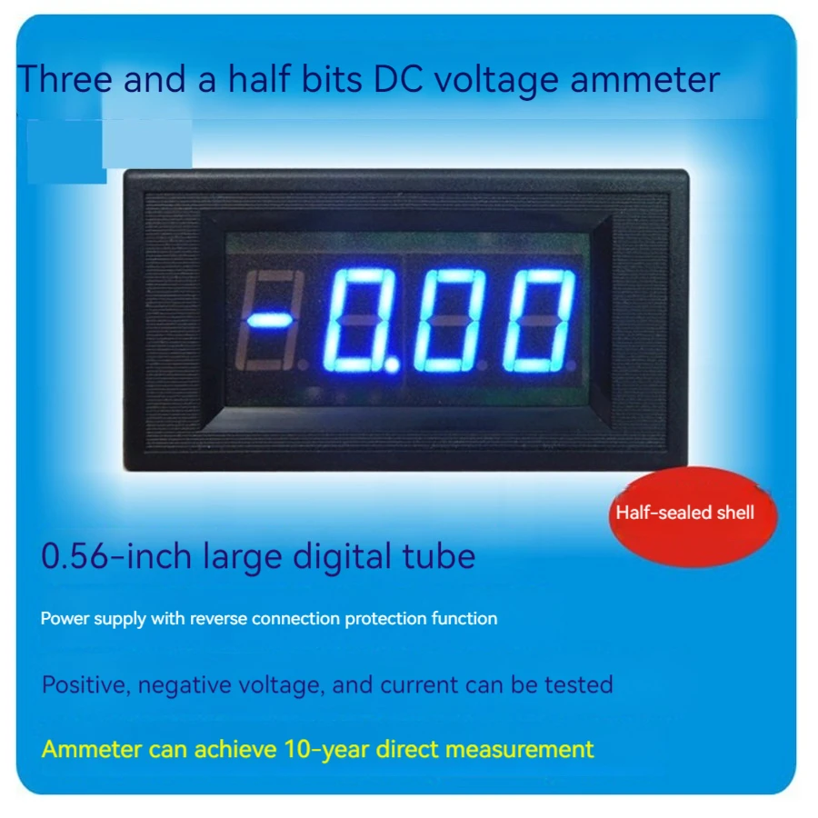 

YB5135A Three and a Half Digit DC Digital Display Voltmeter Head LED Panel Meter Digital Voltmeter Blue