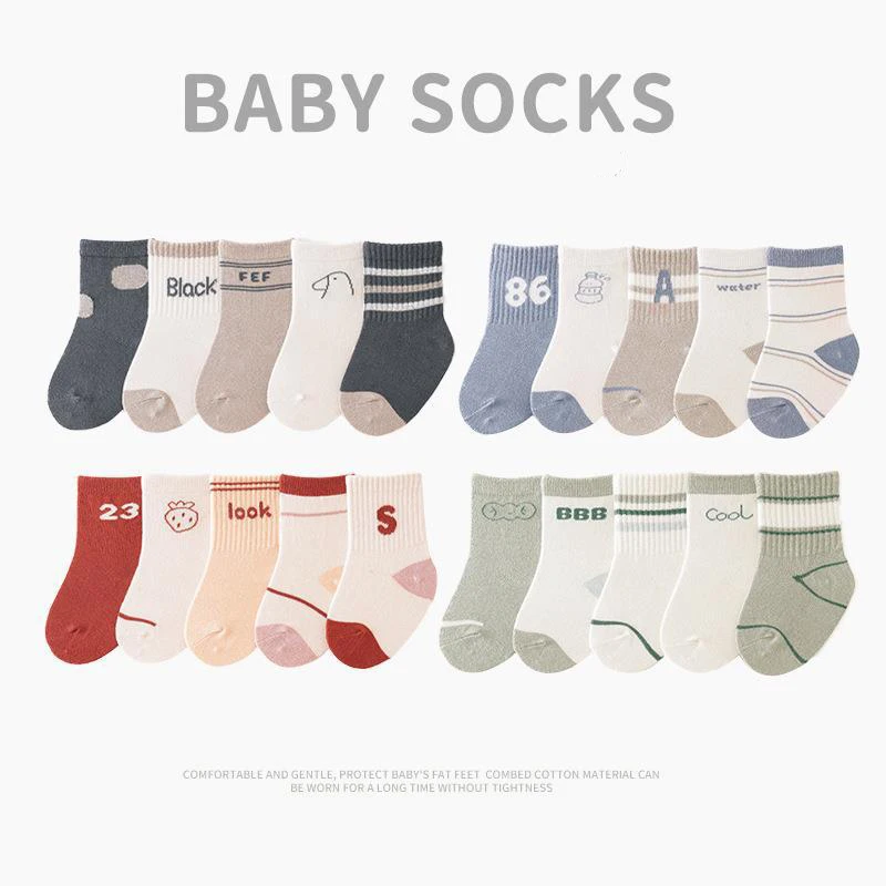 

New Spring Baby Girls Boys Socks Kid's Cute Striped Letter College Style Socks 0-8Y