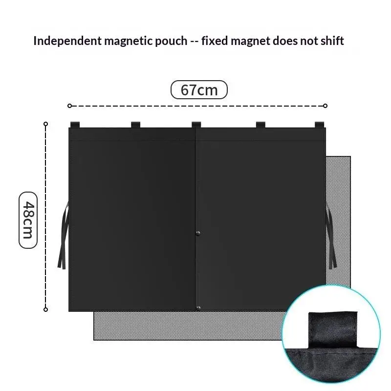 Magnetic Car Window Sun Shade Universal Double Layer UV Protection Sun Curtain