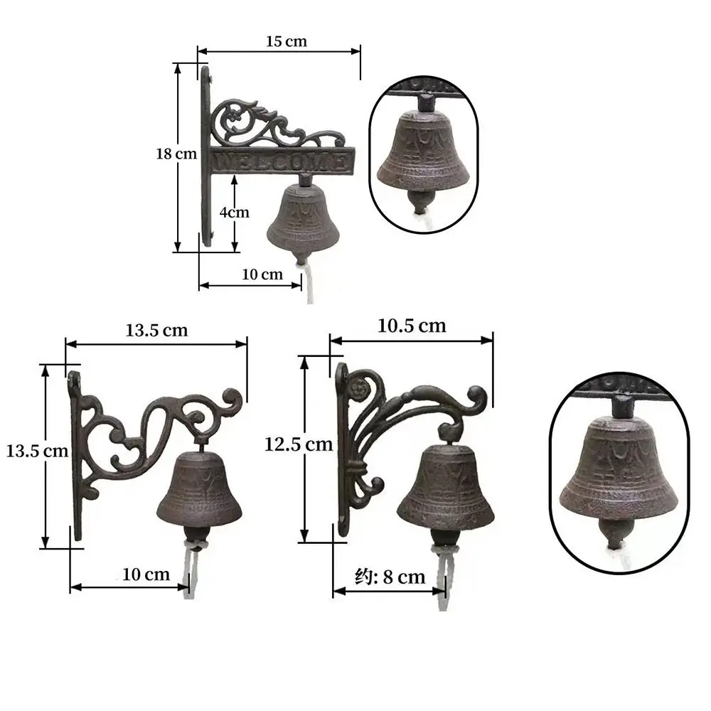 Retro dzwon zewnętrzny rustykalny, w stylu Vintage duży żeliwny dzwon metalowe drzwi ścienny do domu na zewnątrz ozdobnych dzwonów akcentujących