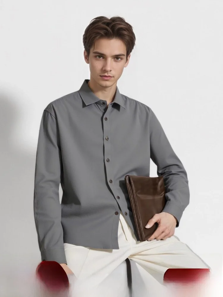 

Men's Long Sve irt Soft Breathable Casual Busin Cotton Blend Copper Ammonia Fiber Autumn Winter New Sle Faion irt