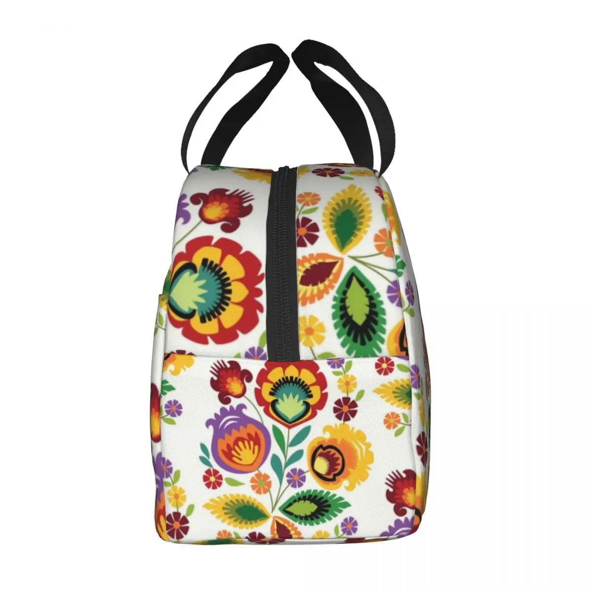 Fiambrera portátil de flores folclóricas polacas, bolsa de almuerzo con estampado Floral, nevera térmica para alimentos, bolsas de Picnic para mujeres y niños