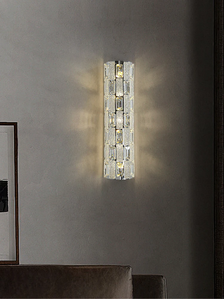 Nieuwe roestvrijstalen woonkamer kristallen wandlamp onafhankelijke villa luxe achtergrond wandlamp restaurant slaapkamer bedlampje