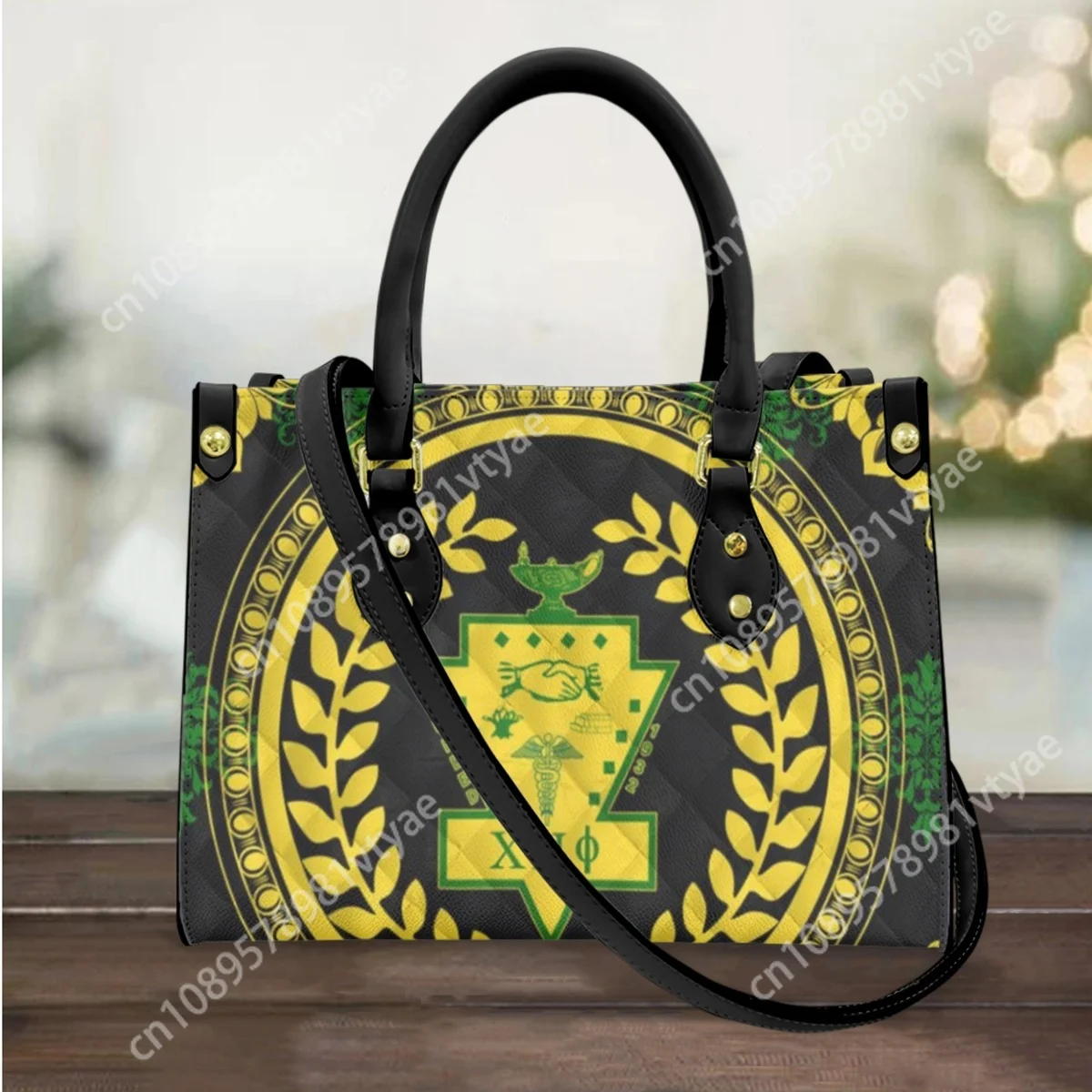 Chi Eta Phi Sorority Print Luxury Leather Bags Fashion Outdoor Commuter Tote Bag Top Handle Women's Daily Shopping HandBags Gift