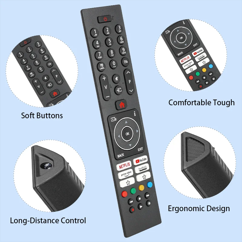 جهاز تحكم عن بعد RC45315TR لوحدة التحكم البديلة لتلفزيون هيتاشي بوش مع أزرار NETFLIX PrimeVideo YouTube