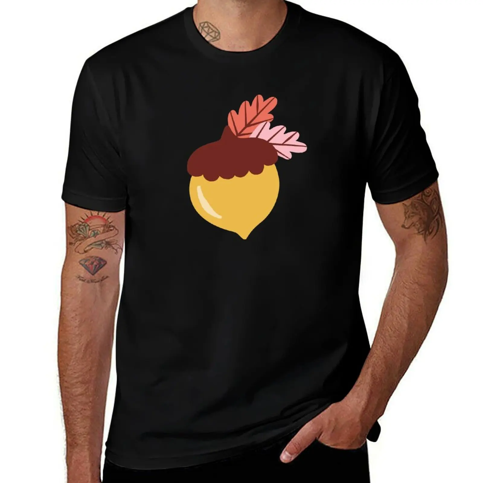 Leaves & Acorns T-Shirt Outdoor Work Short Sleeve Top T-Shirt