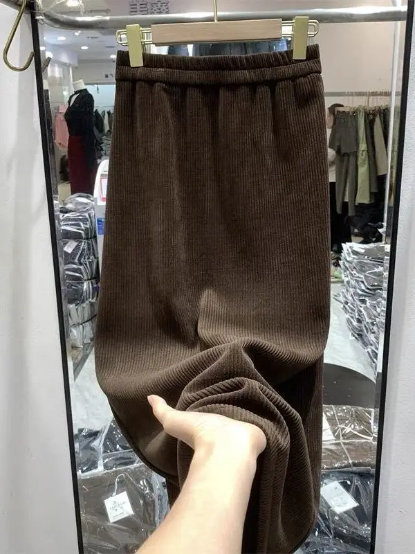 

plus Size 300 Pou Women's Elastic Waist f-length Skirt Autumn Winter Versatile Slimming Straight Tube Midi Skirt