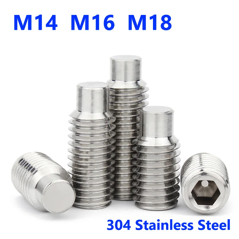 M14 M16 M18 304 Stainless Steel Hexagon Socket Terminal Grub Convex End Screws Hexagon Socket Convex End Headless Bolts