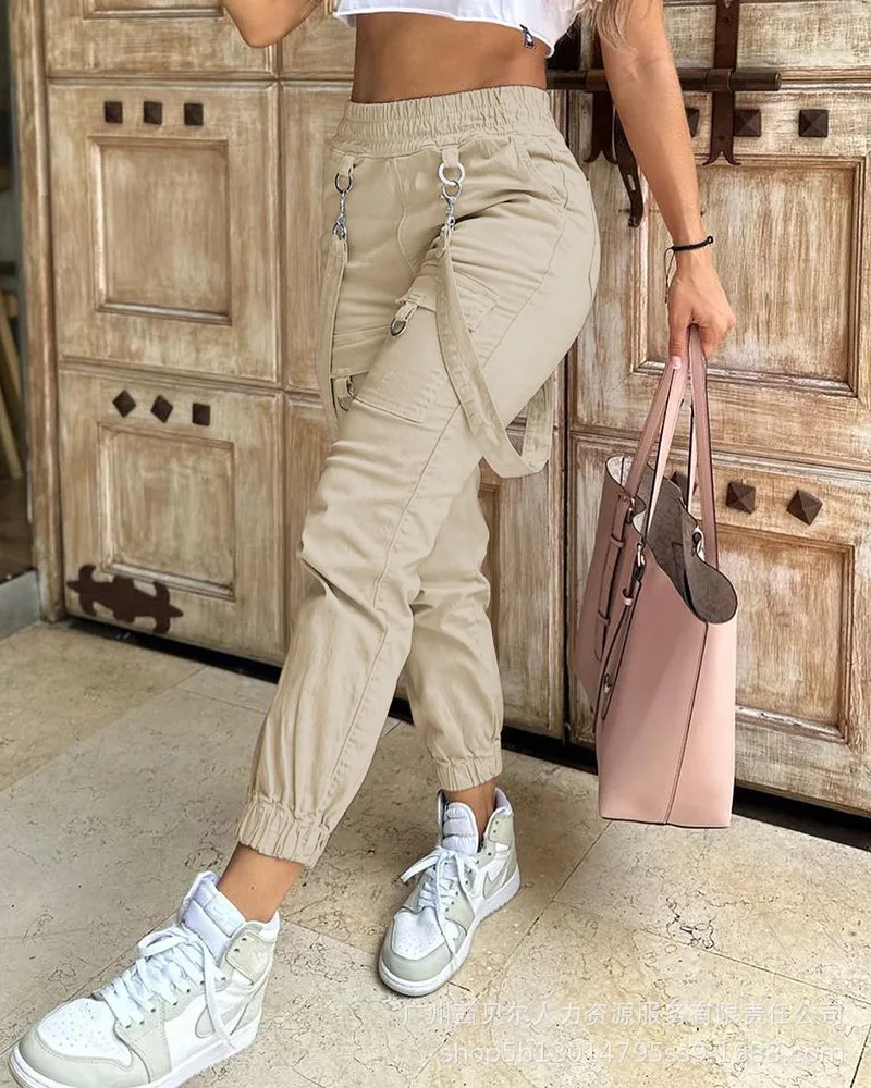 Women's Vintage Wide Leg Trousers Pink Streetwear Casual Cargo Pants Joggers Sweatpants Summer Clothes Y2K Fashion New 2023