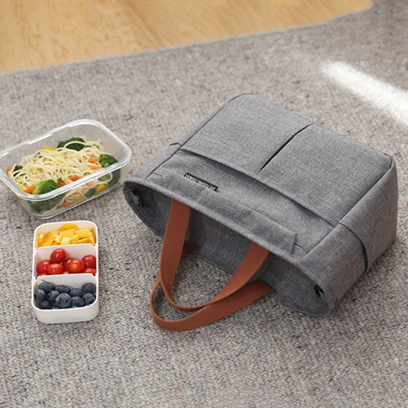 Portable Lunch Box Insulated Thermal Bag Picnic Food Cooler Pouch Large Capacity Shoulder Bento Storage Bags for Women Children