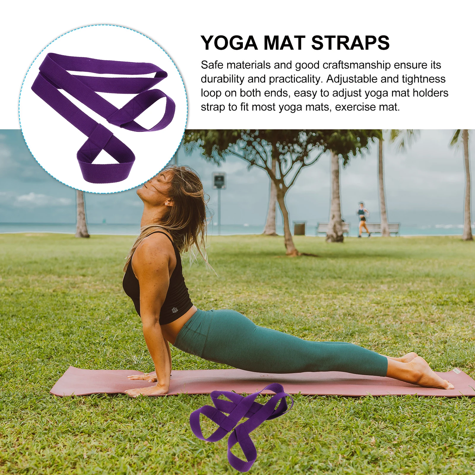 

2Pcs Yoga Mat Strap Adjustable Carrier for Any Size Mat Multi-Function for Camping Supplies and Outdoor Gear Yoga Training Strap