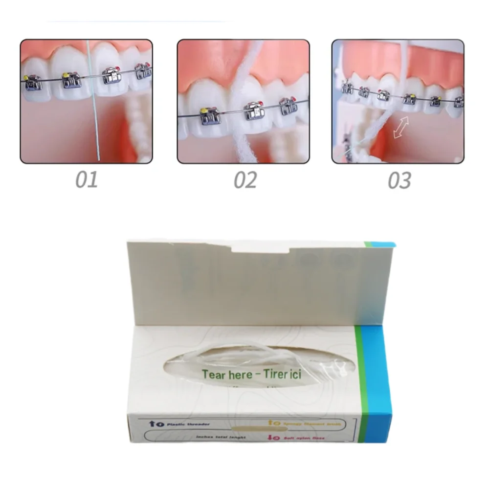 50pcs/box Expanded Dental Floss Orthodontic Implants Dentures Braces Retainers Dental Floss  Multifunctional Cleaning Wire