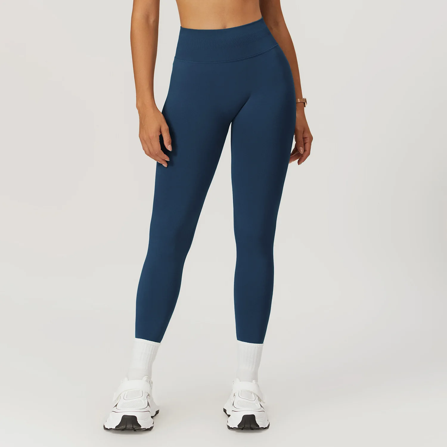 Mallas deportivas sin costuras para mujer, Leggings elásticos acanalados de cintura alta para Yoga, gimnasio, trotar, pantalones ajustados de realce de secado rápido