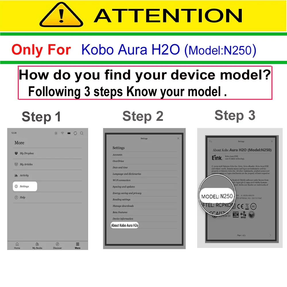 Suitable for Kobo Aura H2O First Generation 6.8